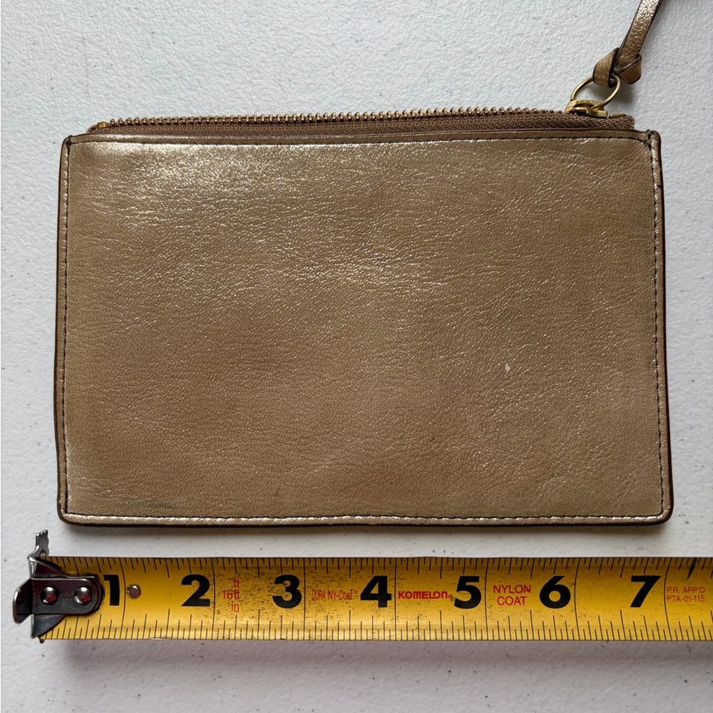 Gold Fossil Leather Wristlet